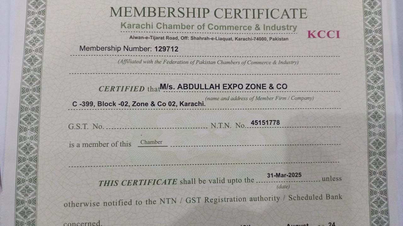 Chamber of Commerce Certificate